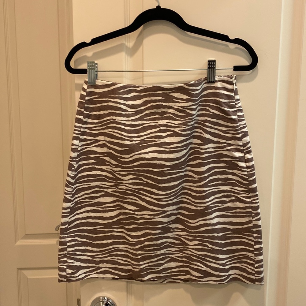 LOFT Taupe Zebra Print Mini Skirt
